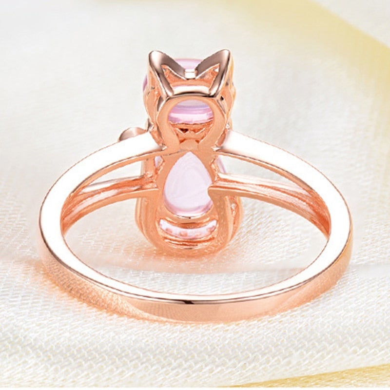 Anillo de gato de oro rosa