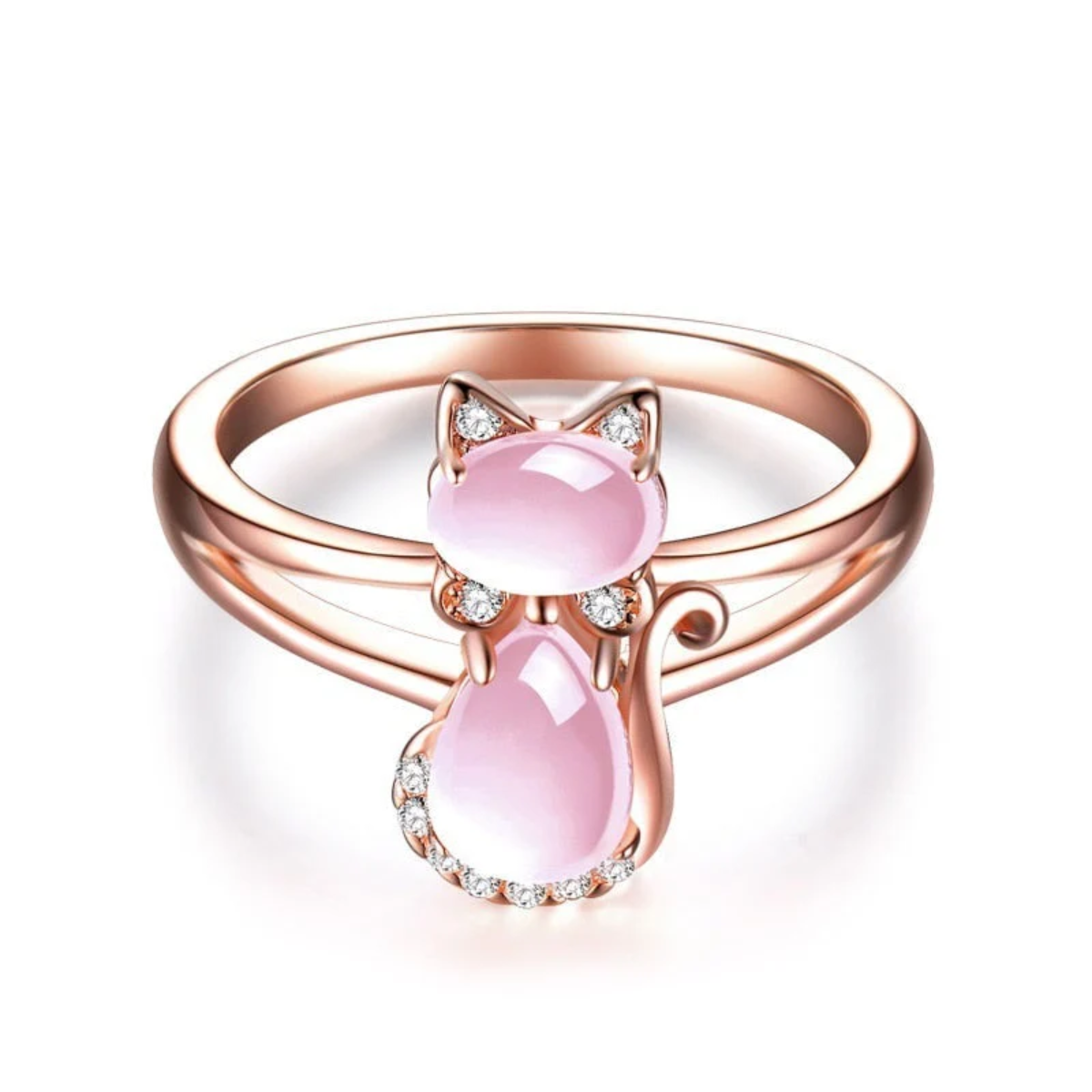 Anillo de gato de oro rosa