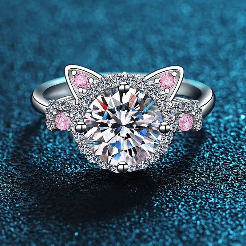 Anillo de gato ajustable con circonitas